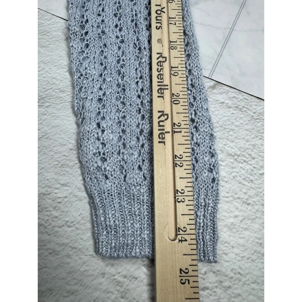 LC Lauren Conrad Women XL Light Blue Open Knit Crochet Ruffle Cardigan WL32S005R